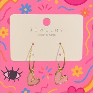 Gold and Pinkish and purple Heart Earrings depending on the lighting